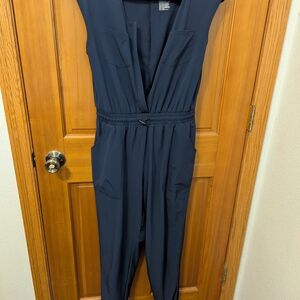 all in motion Navy Sleeveless V-Neck Jumpsuit with Elastic Waist